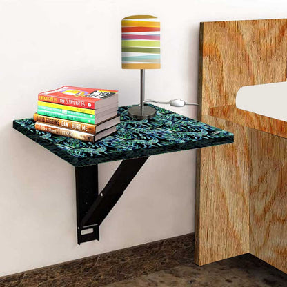 Wall Mounted Folding Bedside Table - Dark Green Tropical Nutcase