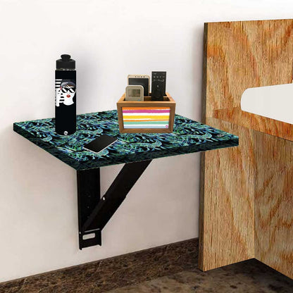 Wall Mounted Folding Bedside Table - Dark Green Tropical Nutcase