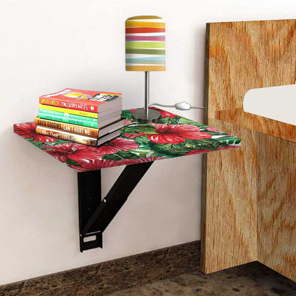 Floating Side Table for Bedroom - Red Hibiscus Nutcase