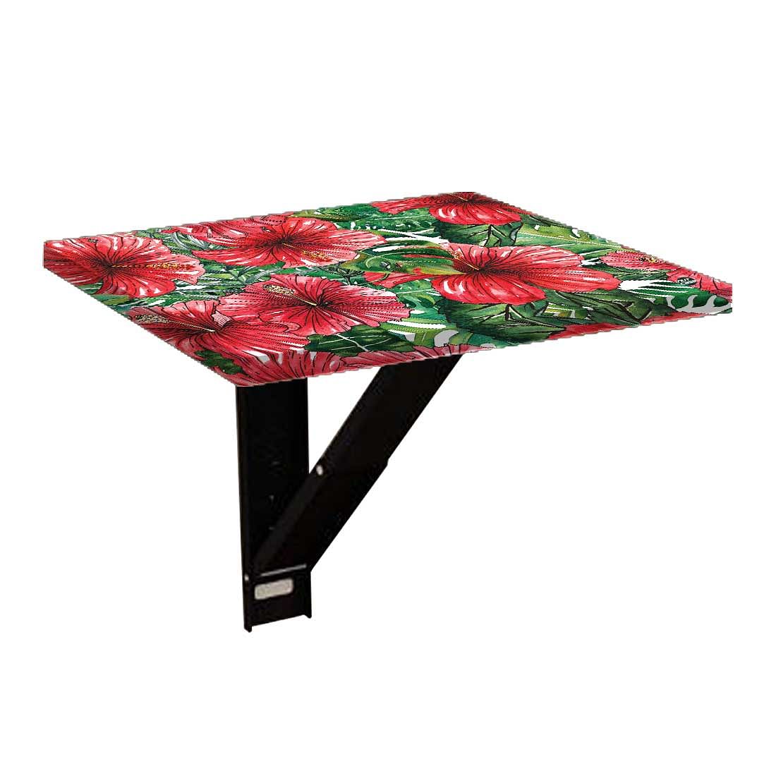 Floating Side Table for Bedroom - Red Hibiscus Nutcase