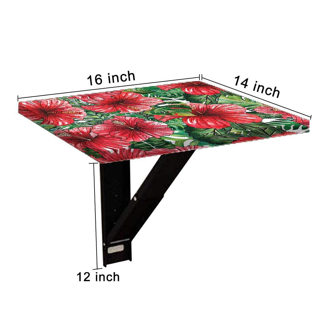 Floating Side Table for Bedroom - Red Hibiscus Nutcase