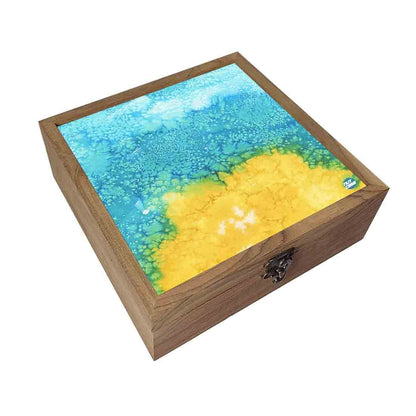 Nutcase Designer Wooden Jewellery Box Organizer  -Arctic Space Yellow Green Watercolor Nutcase