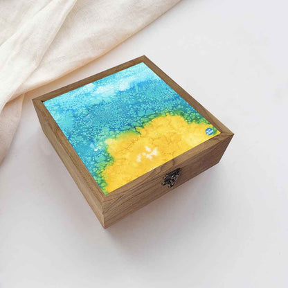 Nutcase Designer Wooden Jewellery Box Organizer  -Arctic Space Yellow Green Watercolor Nutcase