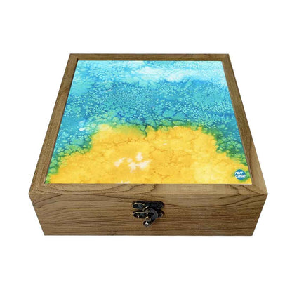 Nutcase Designer Wooden Jewellery Box Organizer  -Arctic Space Yellow Green Watercolor Nutcase