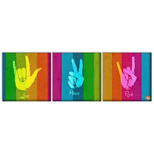 Wall Art Decor Panel For Home - Love Peace Rock Nutcase