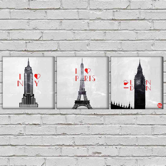 Wall Art Decor Hanging Panels Set Of 3 -i love paris Nutcase