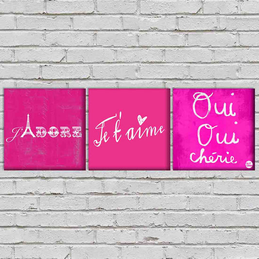 Wall Art Decor Hanging Panels Set Of 3 -Qui pink Nutcase