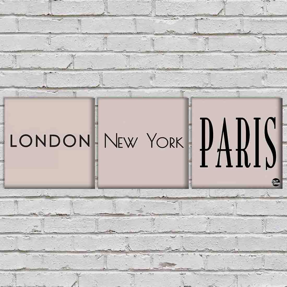 Wall Art Decor Hanging Panels Set Of 3 -london newyork paris Nutcase