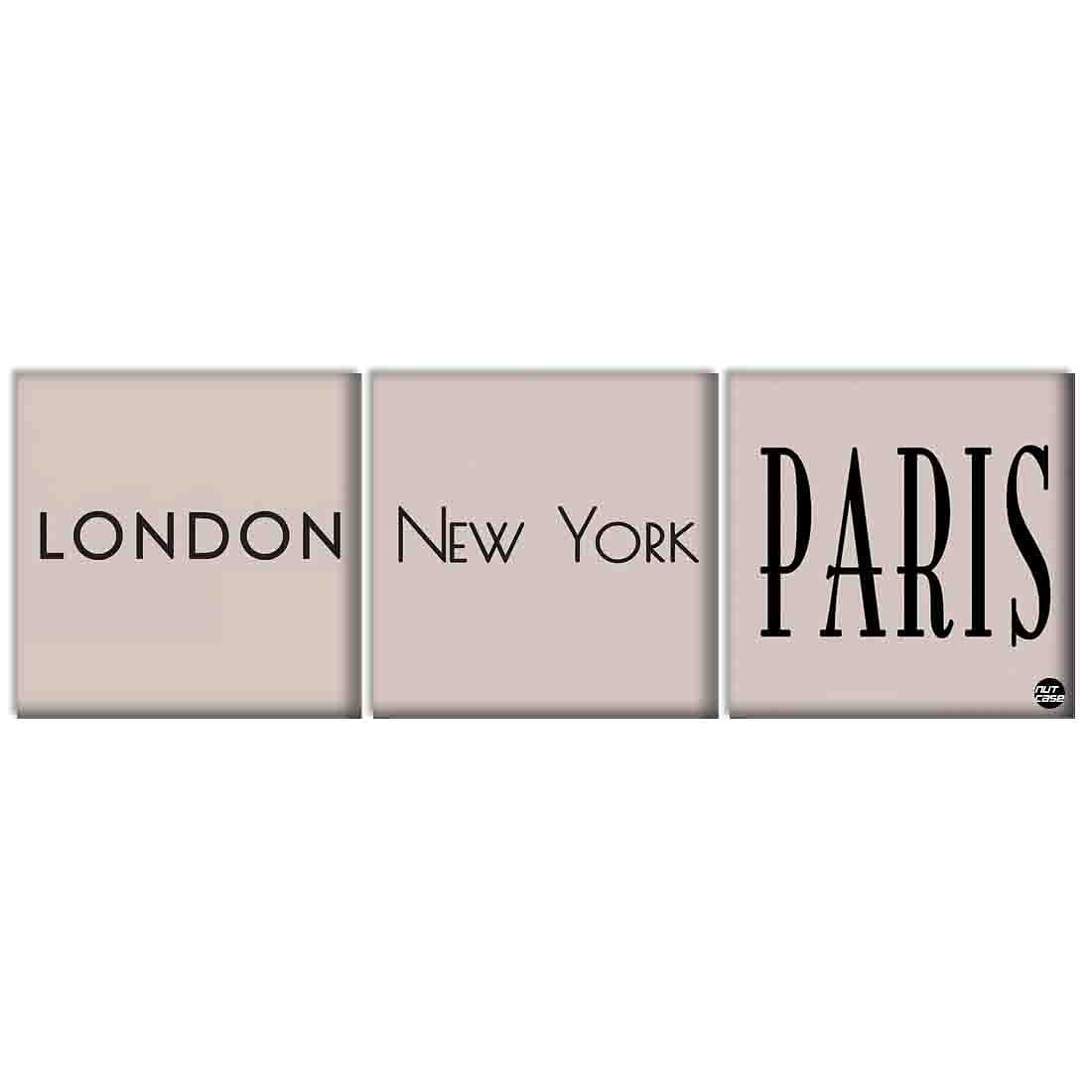 Wall Art Decor Hanging Panels Set Of 3 -london newyork paris Nutcase