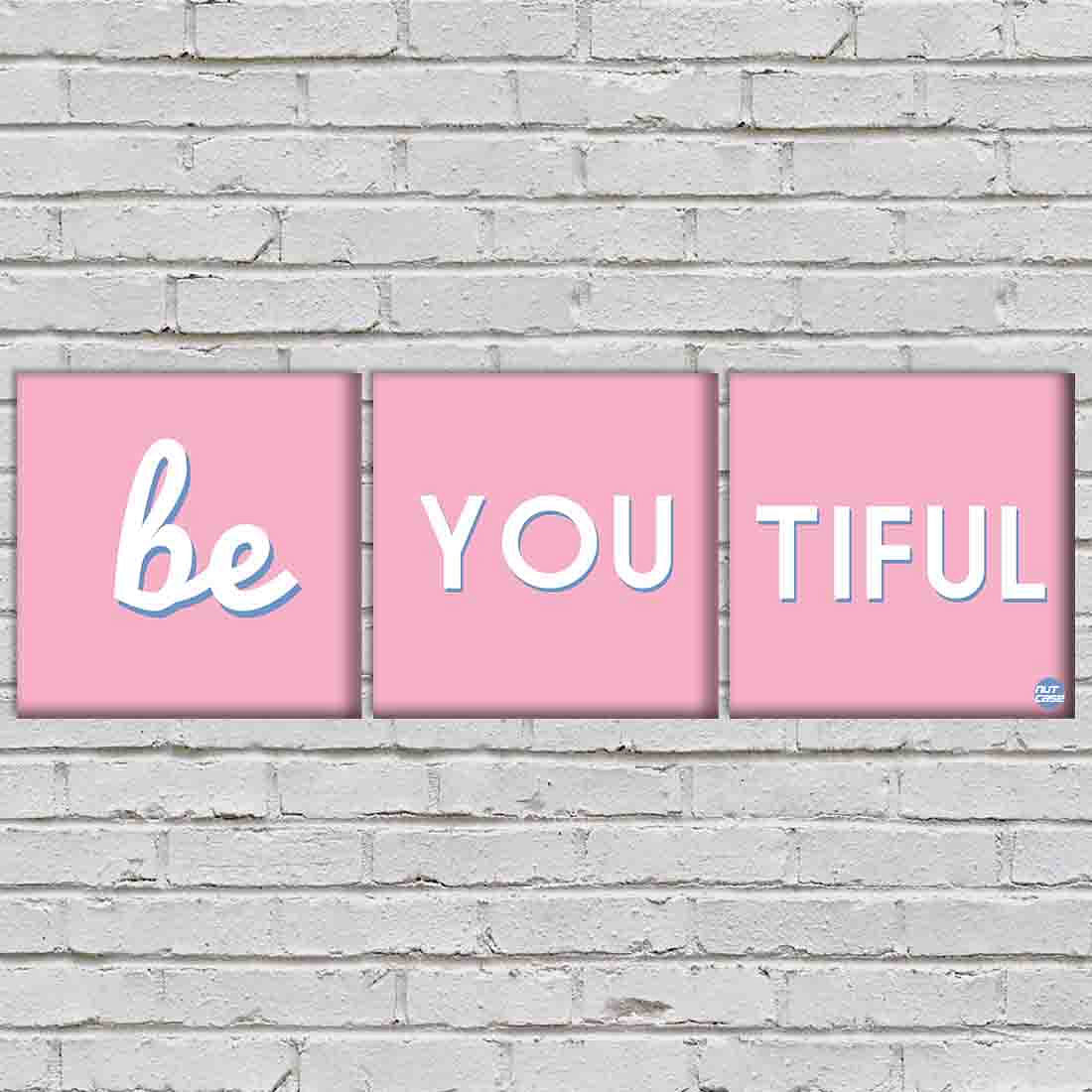 Designer Modern Wall Art Online Set Of 3 -be you tiful Nutcase