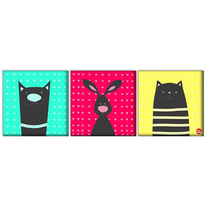 Wall Art Decor Hanging Panels Set Of 3 -Cute Pink Rabbit Nutcase