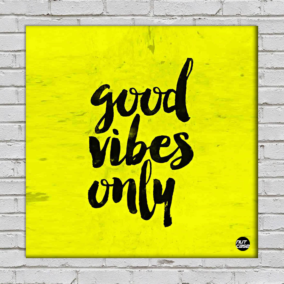 Wall Art Decor Panel For Home - Good Vibes Only Yellow Nutcase