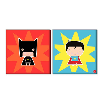 Wall Art Decor Panels Set Of 2 -  Cute Superboy Nutcase