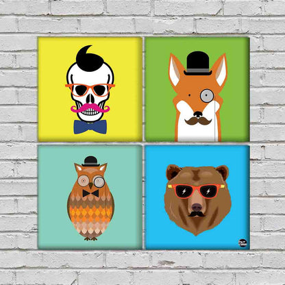 Wall Art Decor For Home Set Of 4 -Animals Nutcase