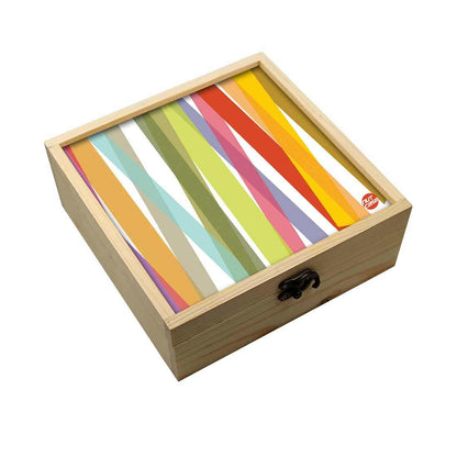 Jewellery Box Wooden Jewelry Organizer -  Colorful Strips Nutcase