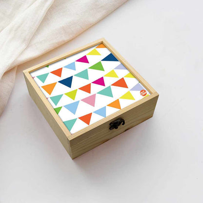 Jewellery Box Wooden Jewelry Organizer -  Colorful Triangle Flag Nutcase