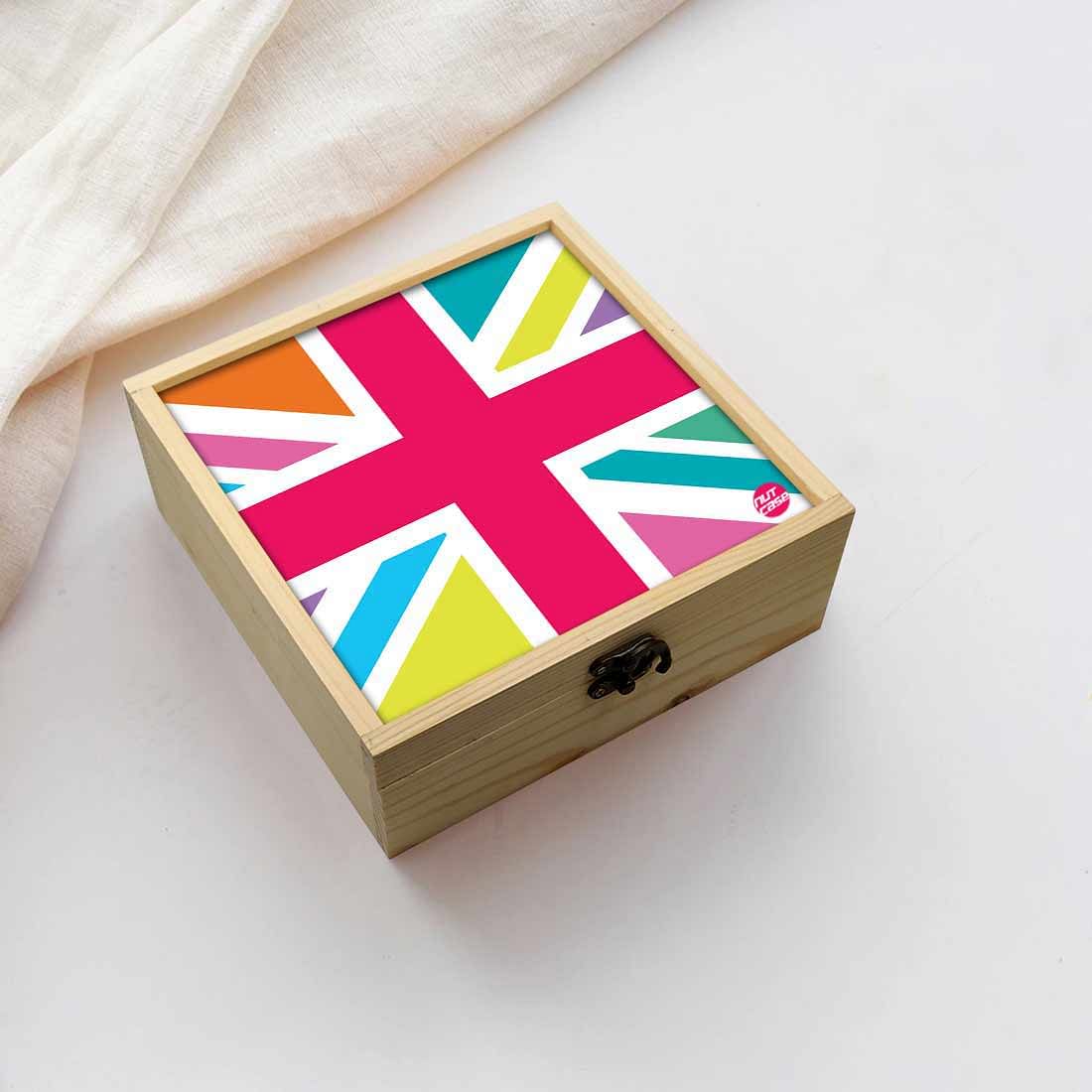 Jewellery Box Wooden Jewelry Organizer -  Designer Flag Nutcase