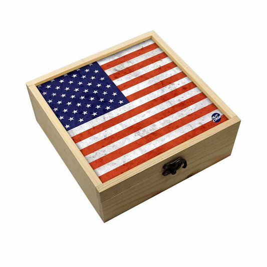 Jewellery Box Wooden Jewelry Organizer -  Usa Flag Nutcase