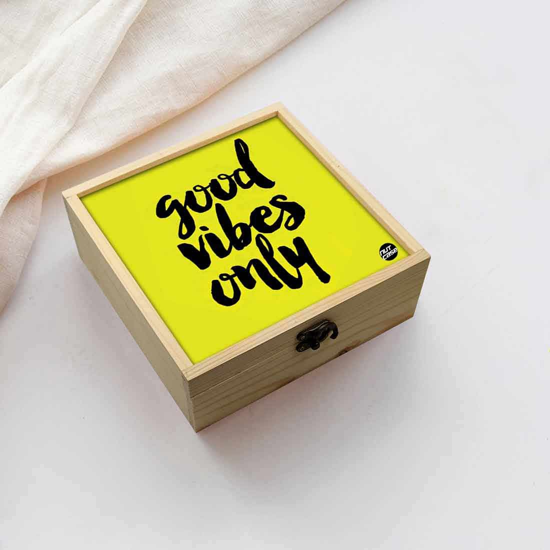 Jewellery Box Wooden Jewelry Organizer -  Good Vibes Only Nutcase