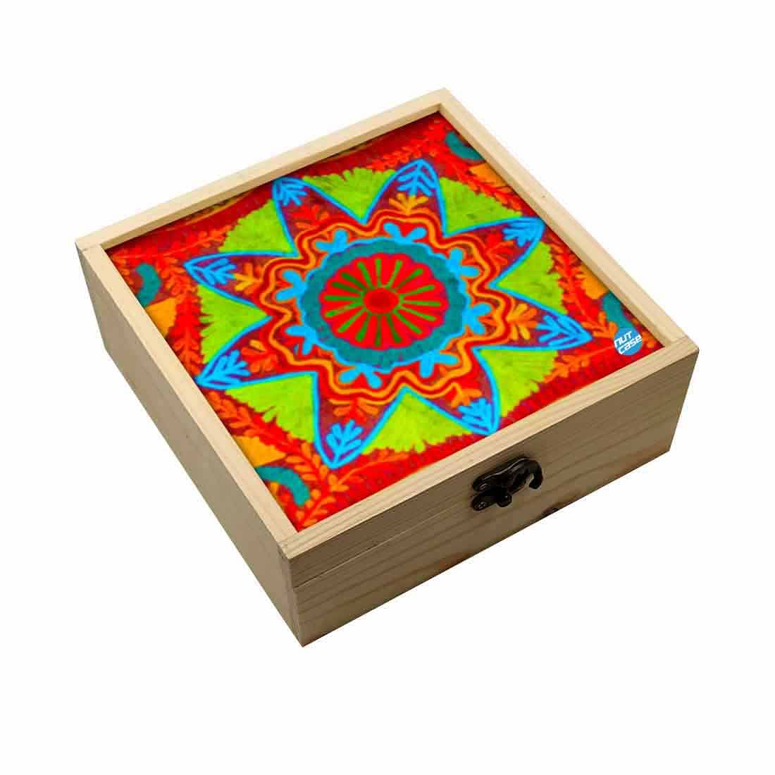 Jewellery Box Wooden Jewelry Organizer -  Indian Fabric Style Nutcase