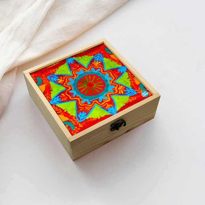 Jewellery Box Wooden Jewelry Organizer -  Indian Fabric Style Nutcase