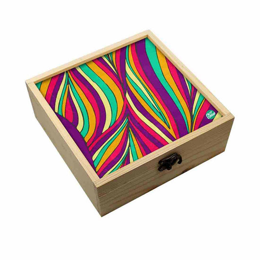 Jewellery Box Wooden Jewelry Organizer -  Colorful Strip Nutcase