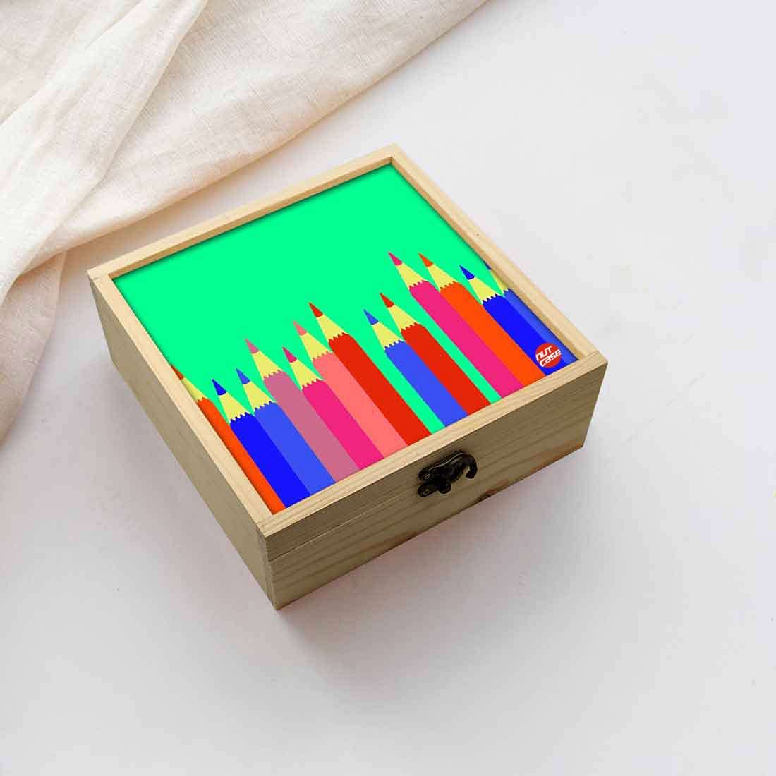 Jewellery Box Wooden Jewelry Organizer -  Pencil Design Nutcase