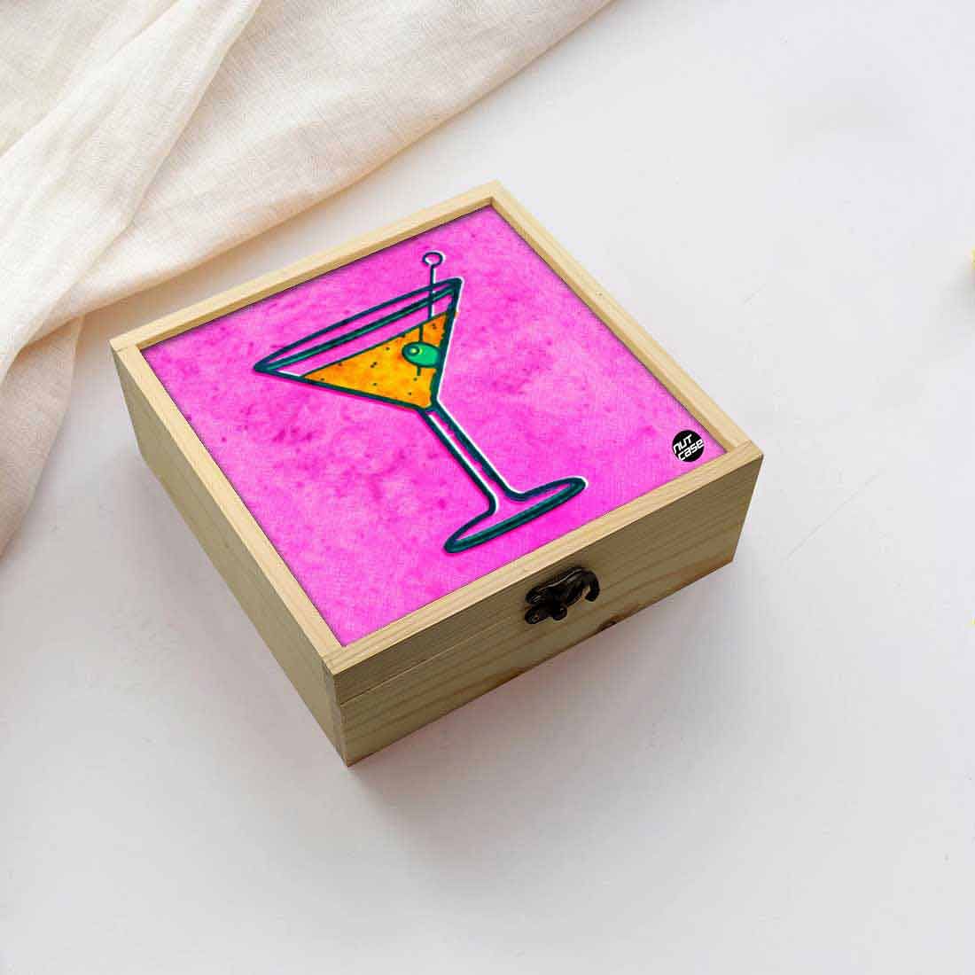 Jewellery Box Makepup Organizer -  Wine Glass Nutcase