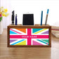 personalized Wood desk organizer - Union Jack British Flag Nutcase