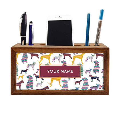 personalised Wooden desk organiser - Colorful Dog Nutcase