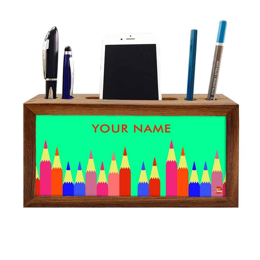 Customized Wooden Pen Stand for Office - Colorful Pencils Nutcase