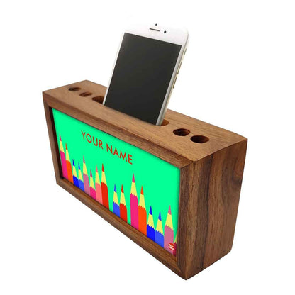 Customized Wooden Pen Stand for Office - Colorful Pencils Nutcase