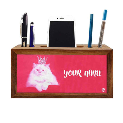 Custom Wooden Desk Organiser - Cute Cat Nutcase