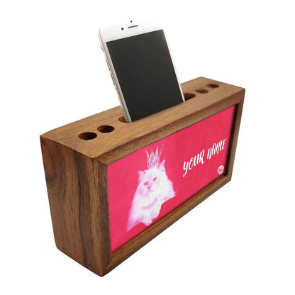 Custom Wooden Desk Organiser - Cute Cat Nutcase