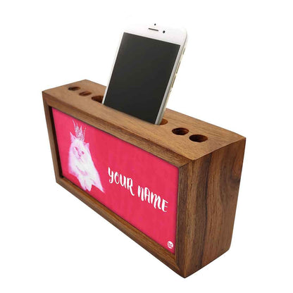 Custom Wooden Desk Organiser - Cute Cat Nutcase