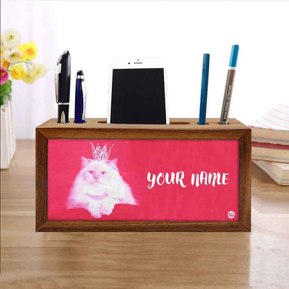 Custom Wooden Desk Organiser - Cute Cat Nutcase