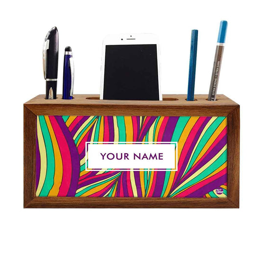 Custom-Made Wooden Pen Holder for Desk - Colored Waves Nutcase