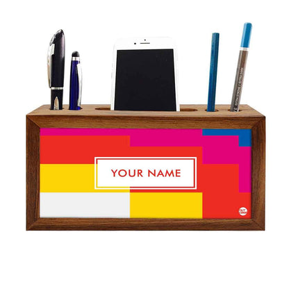 Personalized Wooden Stationery Organiser - Colorful Shapes Nutcase