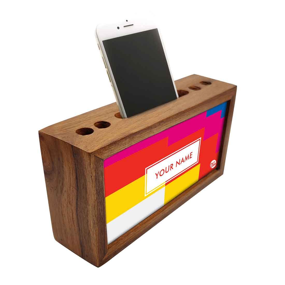 Personalized Wooden Stationery Organiser - Colorful Shapes Nutcase