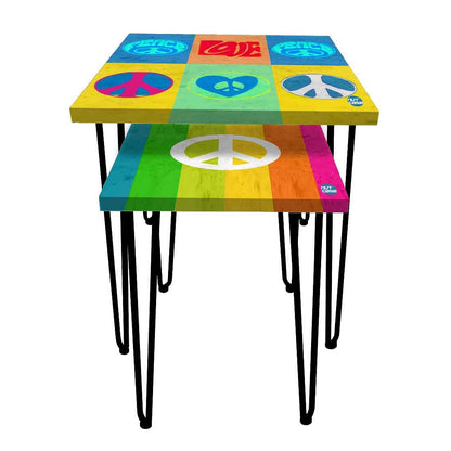 Modern Nest of 2 Side Table for Bedroom Balcony Decor - Peace Art Nutcase