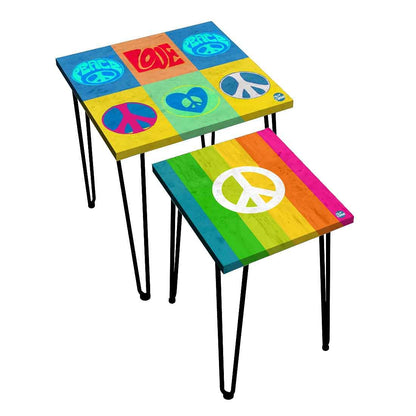 Modern Nest of 2 Side Table for Bedroom Balcony Decor - Peace Art Nutcase