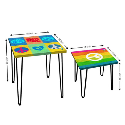 Modern Nest of 2 Side Table for Bedroom Balcony Decor - Peace Art Nutcase