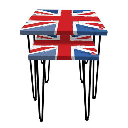 Designer Nest of 2 Tables Side Coffee Table for Living Room - Flag Nutcase