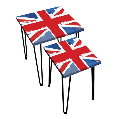 Designer Nest of 2 Tables Side Coffee Table for Living Room - Flag Nutcase