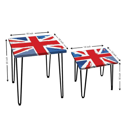 Designer Nest of 2 Tables Side Coffee Table for Living Room - Flag Nutcase