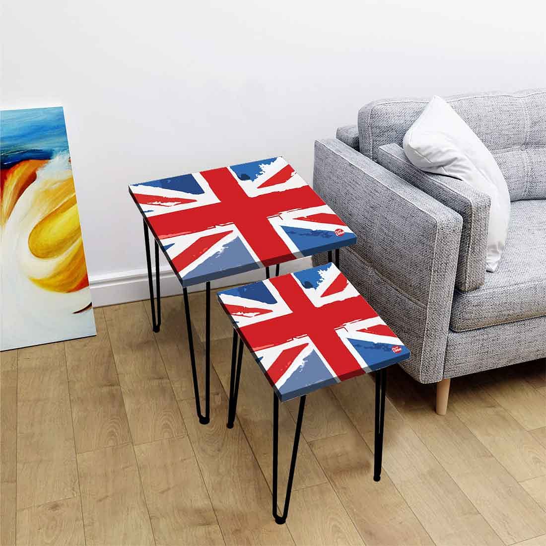 Designer Nest of 2 Tables Side Coffee Table for Living Room - Flag Nutcase