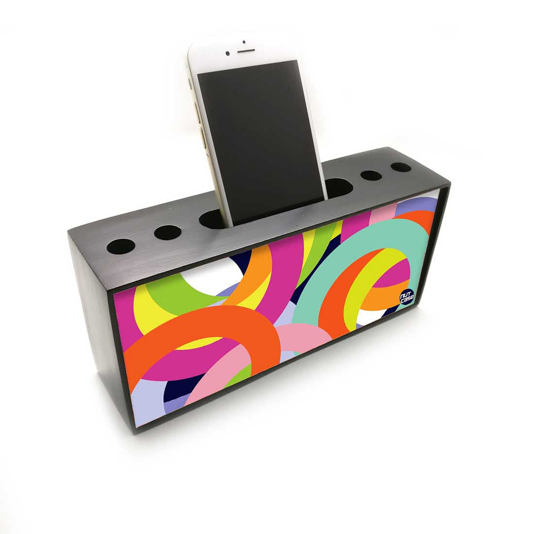 Pen Mobile Stand Holder Desk Organizer - Colorful Rings Nutcase