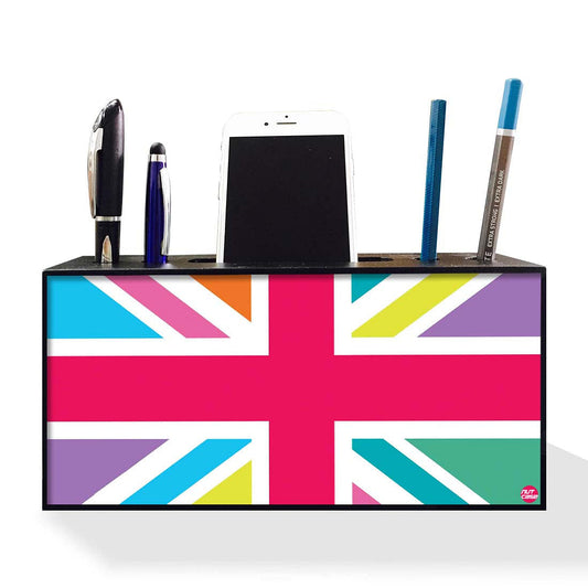 Pen Mobile Stand Holder Desk Organizer - Multicolor Union Jack British Flag Nutcase