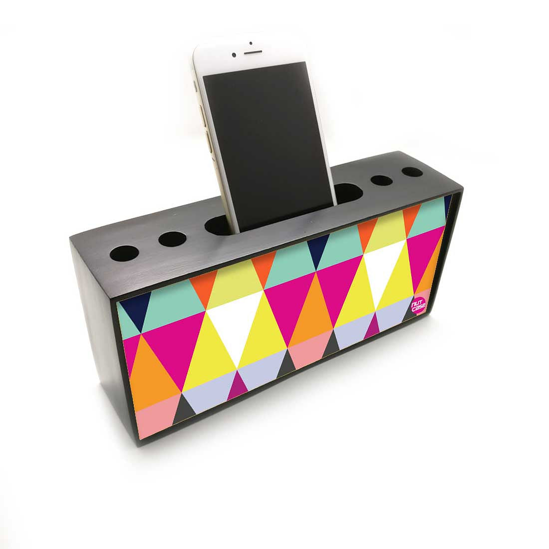 Pen Mobile Stand Holder Desk Organizer - Colorful Angles Nutcase