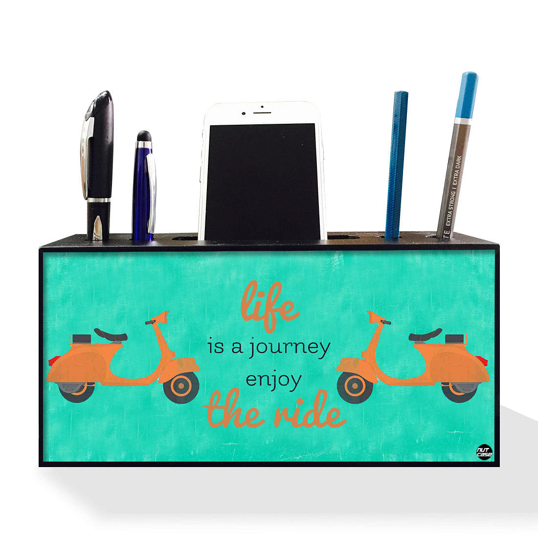 Pen Mobile Stand Holder Desk Organizer - Life Is A Journey Nutcase